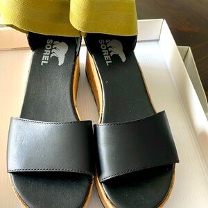 SOREL BLACK SANDALS 6.5